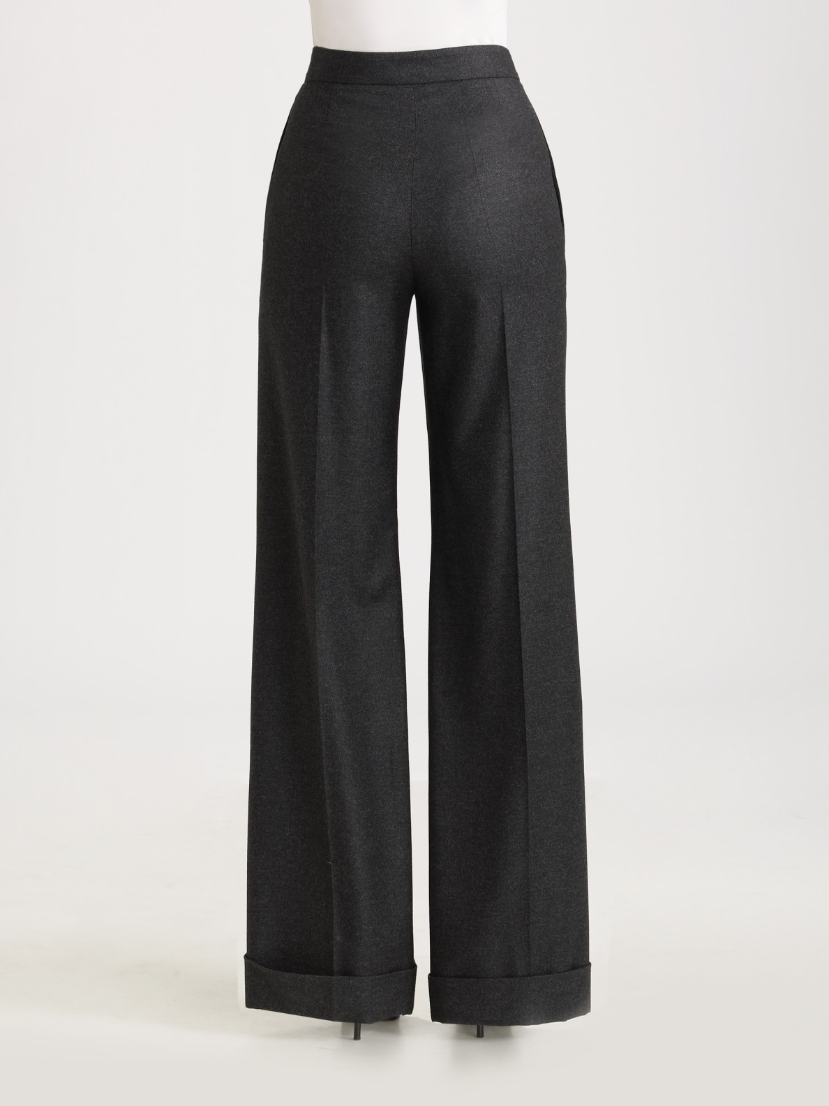 Lyst - Saint Laurent Wide-leg Flannel Pants in Black