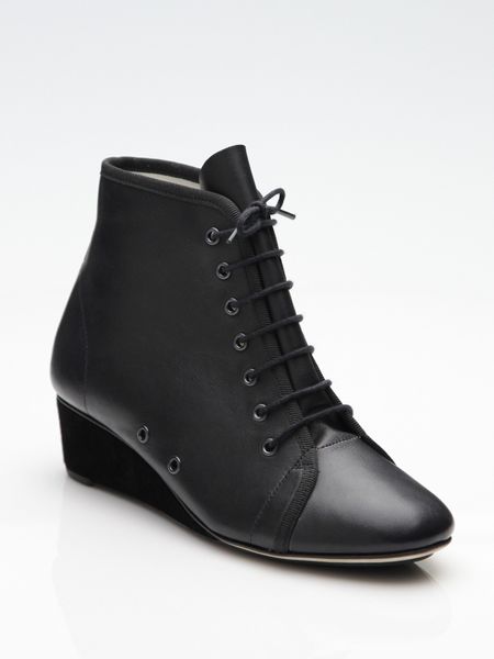 Repetto Neo Lace-up Wedge Ankle Boots in Black | Lyst