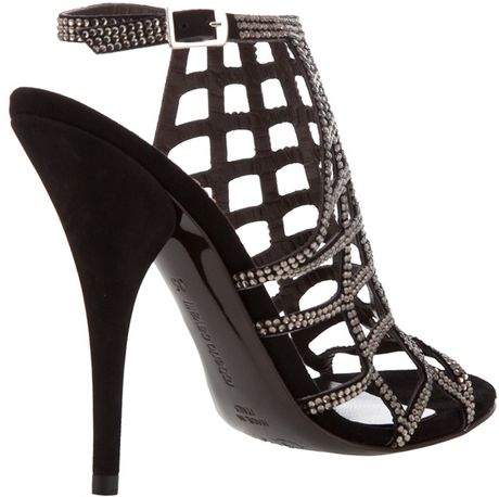 Roberto Cavalli Strappy High Heel Sandal in Black | Lyst