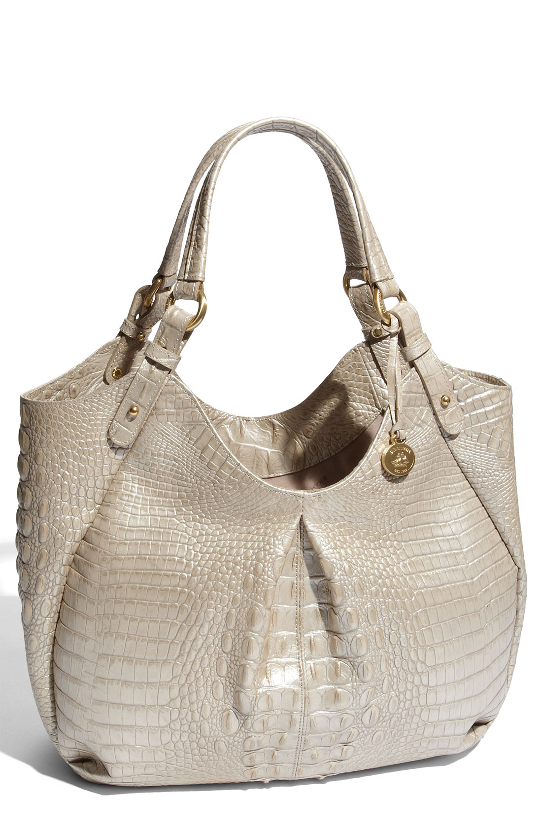 Brahmin Melbourne Anita Croc Embossed Leather Hobo in Beige (oyster) | Lyst