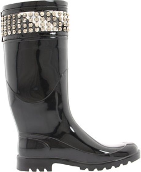 Burberry Studded Rain Boot in Black | Lyst