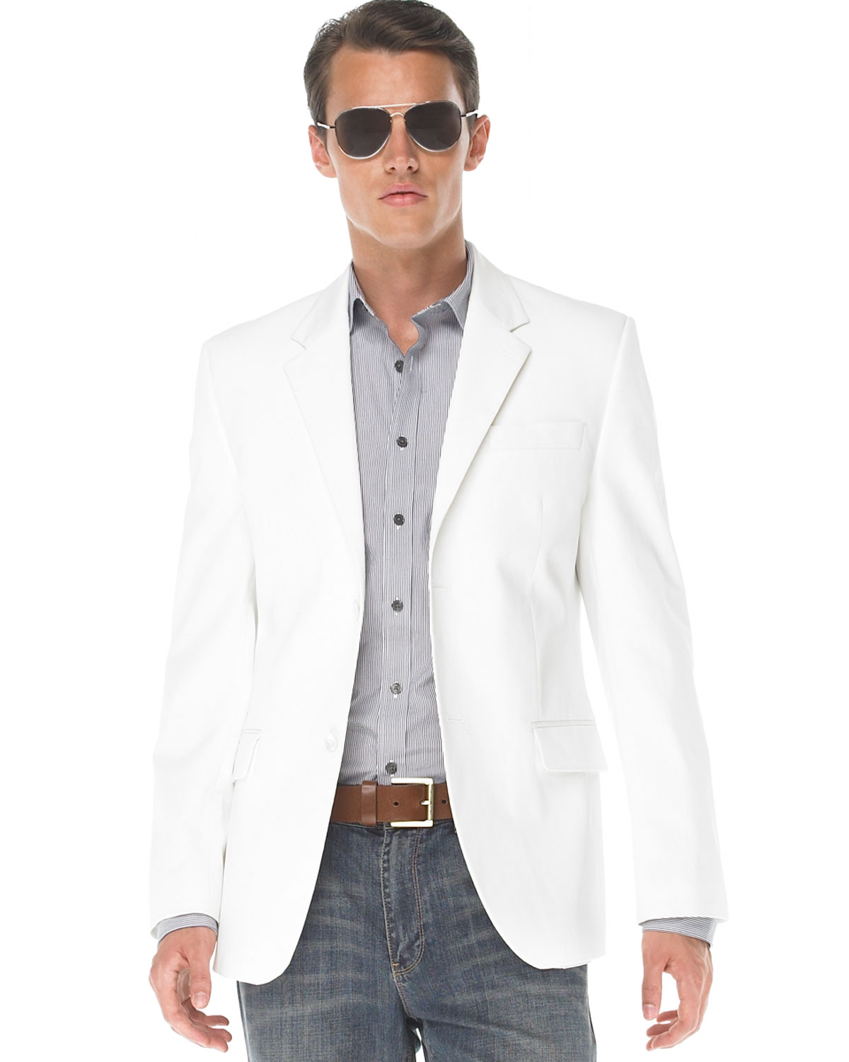 Michael Kors Stretch Twill Jacket in White for Men | Lyst