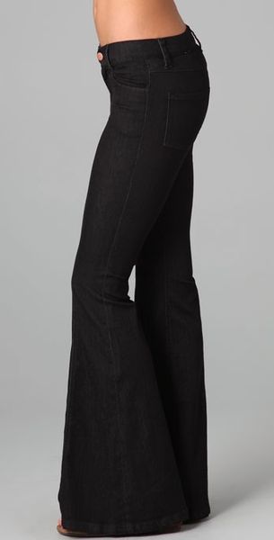 Pray For Mother Nature Devils Post Pile Flare Jeans in Black | Lyst