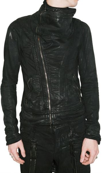 Julius Waxed Cotton Denim Jacket in Black for Men | Lyst