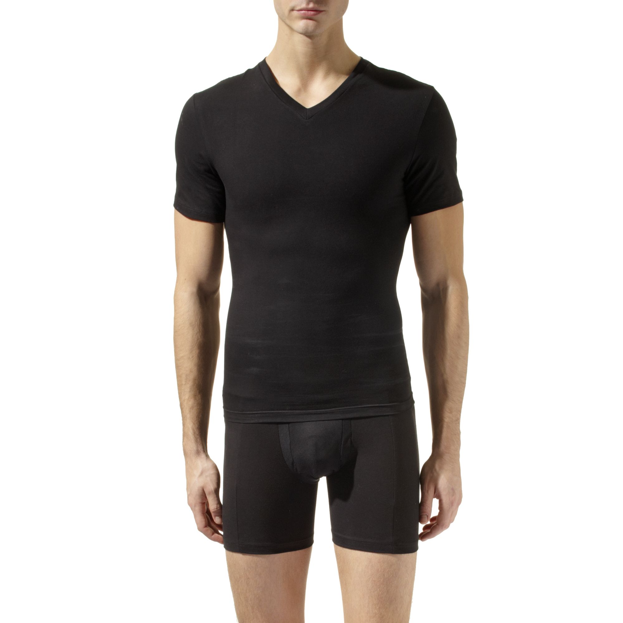 Spanx Cotton Compression V–neck Undershirt in Black for Men | Lyst