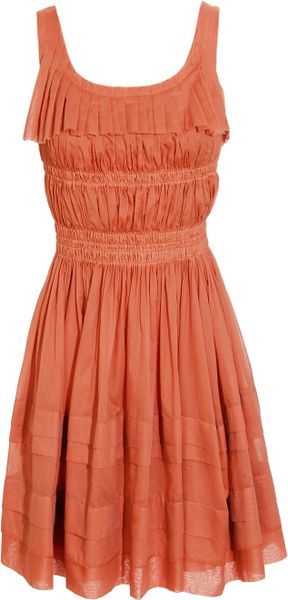 Nina Ricci Flocked Cotton Sun Dress in Pink | Lyst