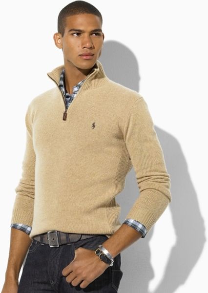 Polo Ralph Lauren Lambswool Half-zip Sweater in Beige for Men (camel ...
