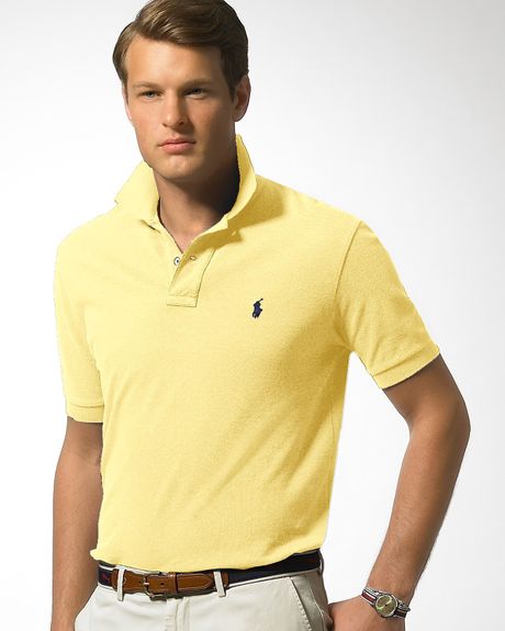 Polo Ralph Lauren Classic Fit Short Sleeved Cotton Mesh Polo in Yellow ...