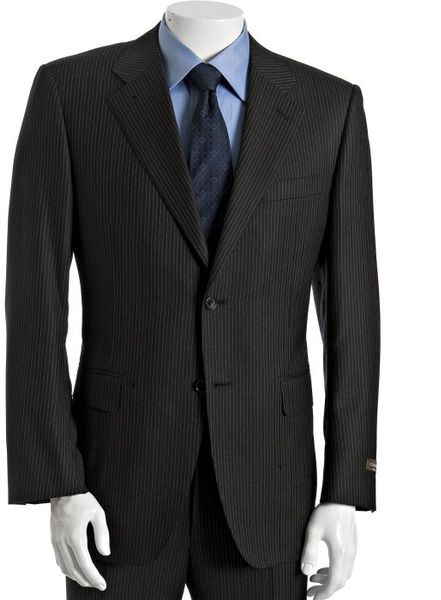 Canali Charcoal Pinstripe Wool 2-button Suit with Flat Front Trousers ...