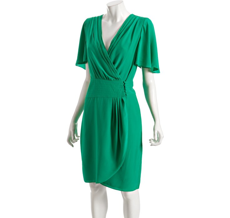 Lyst - Bcbgmaxazria Emerald Green Silk Wrap Dress in Green