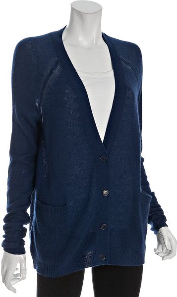 Bcbgmaxazria Navy Cashmere V-neck Boyfriend Cardigan in Blue (navy) | Lyst