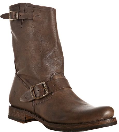 Frye Dark Brown Leather Veronica Shortie Boots in Brown | Lyst
