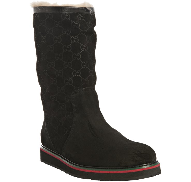 Gucci Black Ssima Suede Flat Boots in Black for Men | Lyst