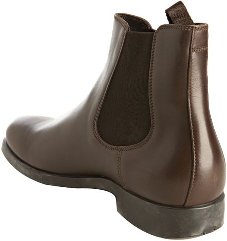 Prada Cocoa Leather Chelsea Boots in Brown for Men (cocoa) | Lyst