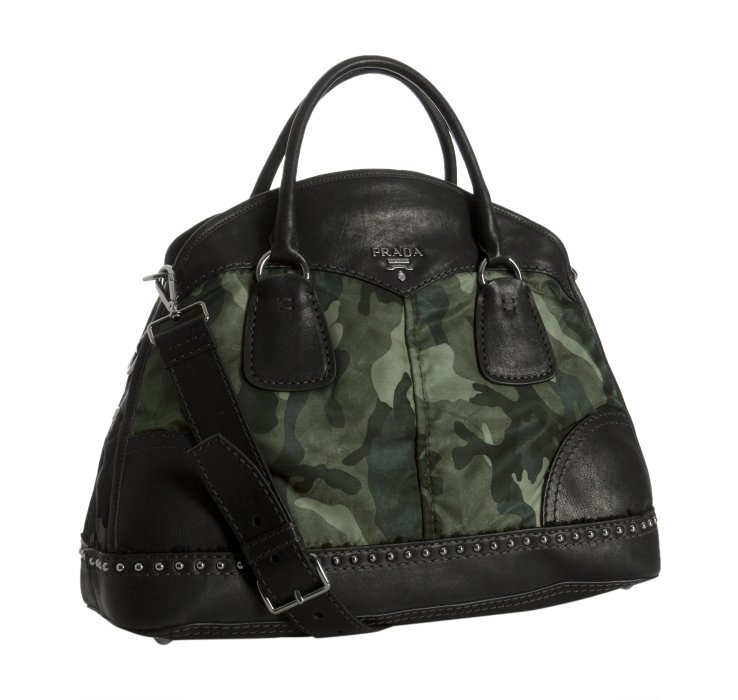 Lyst Prada Smoke Camouflage Nylon Leather Trim Bauletto Bowler Bag in