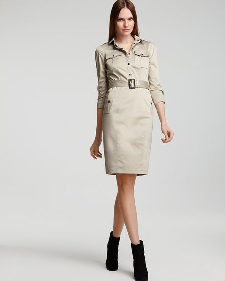 Burberry Caramia Belted Trench Dress in Beige (black) | Lyst
