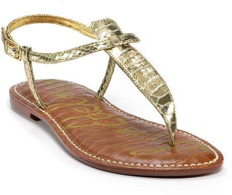 Sam Edelman Gigi Flat Sandals in Gold (gold snake) | Lyst