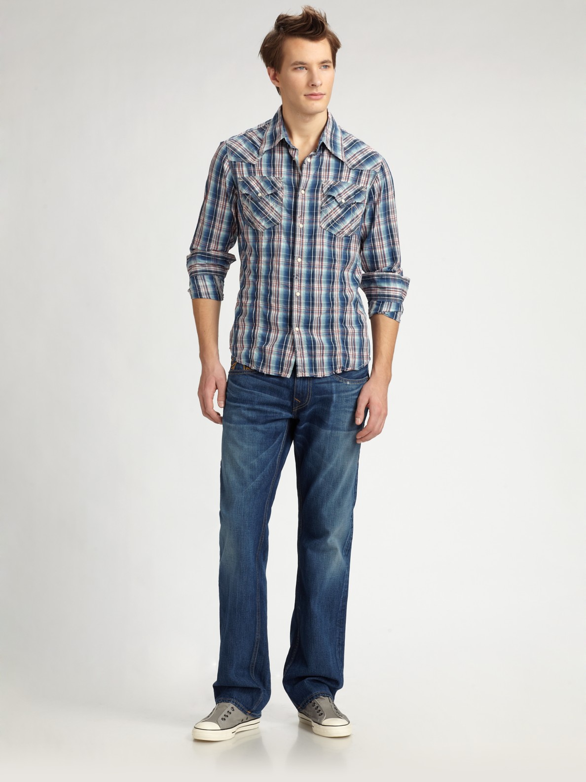 True Religion Plaid Western Shirt in Multicolor for Men (black) | Lyst