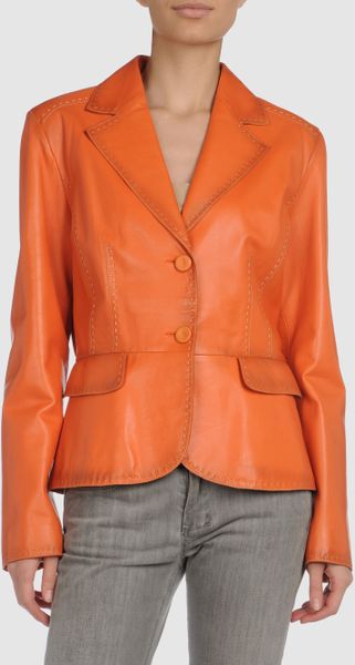 La Matta Leather Outerwear in Orange | Lyst