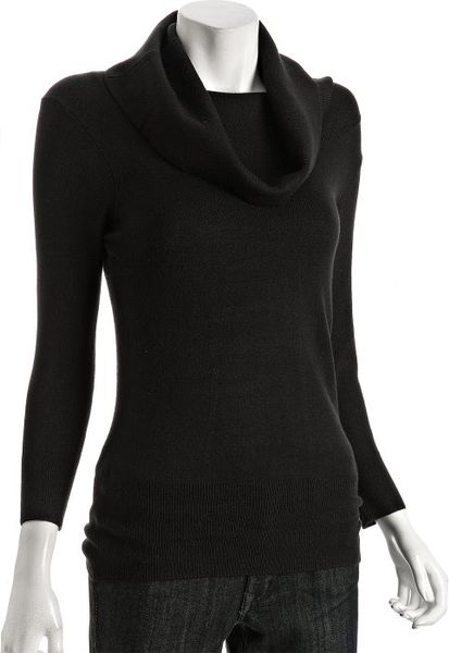 French Connection Black Stretch Cowl Neck Sweater in Black | Lyst