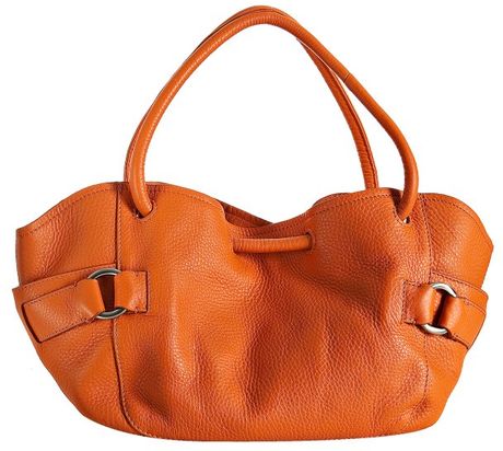 Cole Haan Orange Pebbled Leather Village Ii Lunch Tote in Orange | Lyst