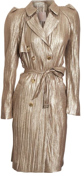 Lanvin Double-breasted Coat in Gold | Lyst