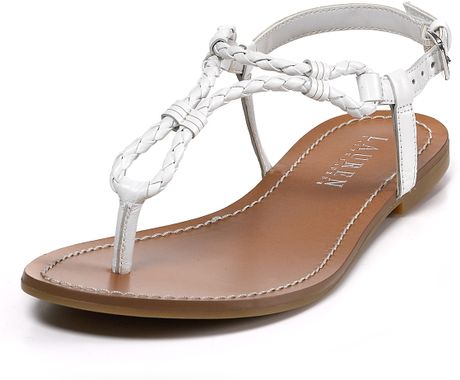 Lauren By Ralph Lauren Alexa Braided Kidskin Flat Sandals in White | Lyst
