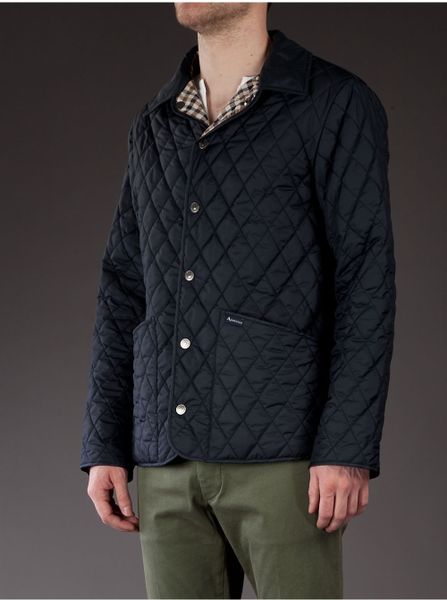 Aquascutum Quilted Jacket in Blue for Men | Lyst