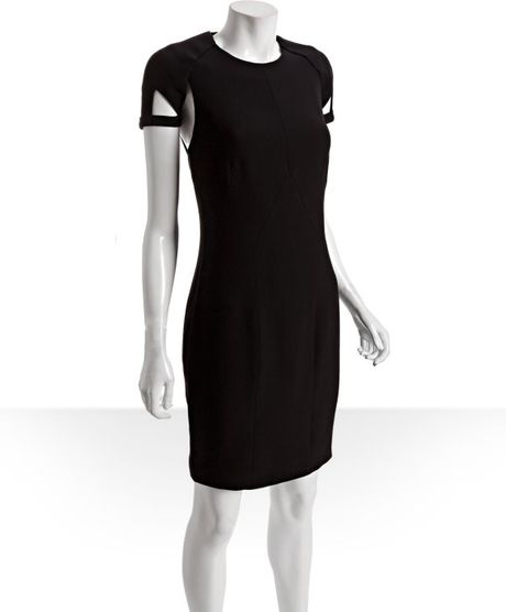Gucci Black Silk Cutout Sleeve Shift Dress in Black | Lyst