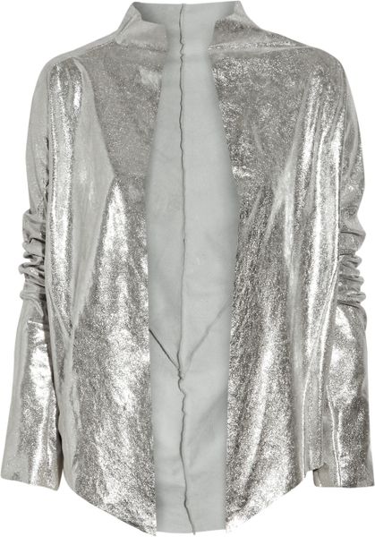 Bess Mylar Metallic Leather Jacket in Silver | Lyst
