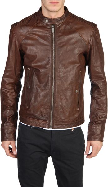 Diesel Leather Jackets - Leide in Brown for Men | Lyst