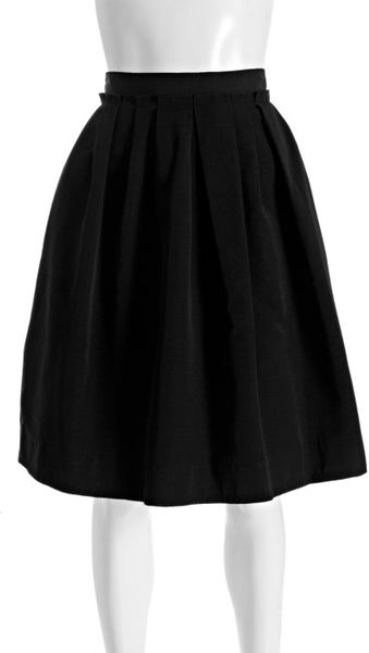 D&g Black Cotton Blend Pleated Knee Length Skirt in Black | Lyst
