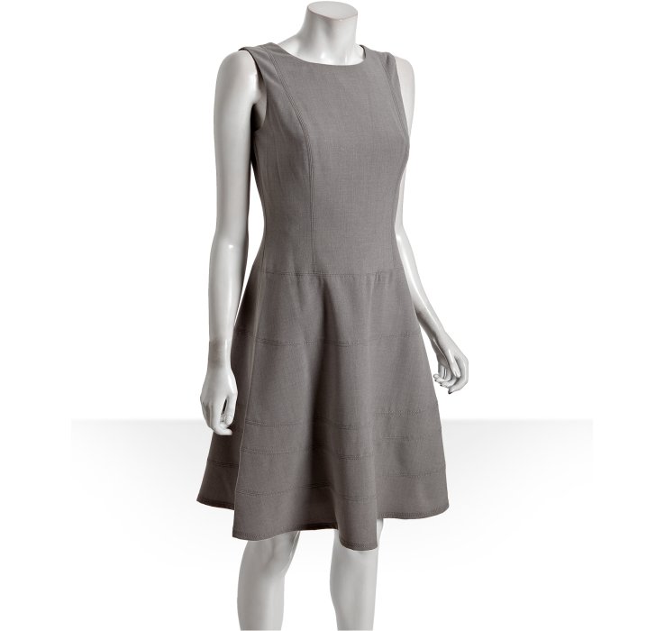 Lyst - Calvin Klein Tin Stretch Woven Sleeveless Flared Dress in Gray