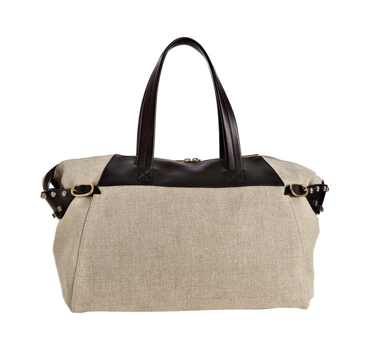 Cline Natural Linen and Calfskin Studded Zip Tote in Beige ...