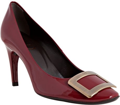 Roger Vivier Ruby Patent Leather Belle De Nuit Buckle Pumps in Red ...