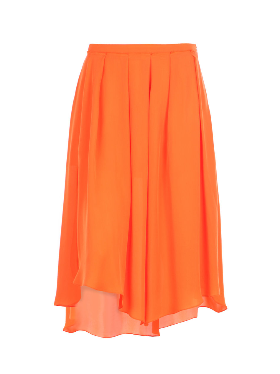 Cacharel Pleated Silk Skirt in Orange | Lyst