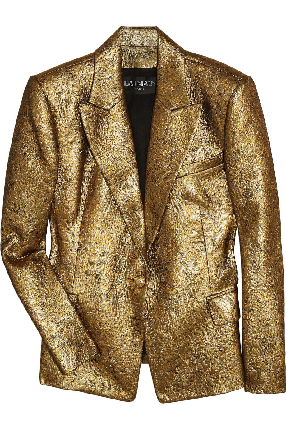 Balmain Metallic Brocade Jacket in Gold | Lyst