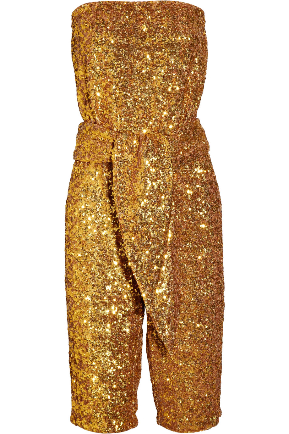 Halston Sequin-embellished Strapless Jumpsuit in Metallic | Lyst