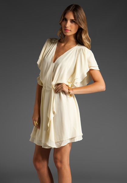 Parker Flowy Wrap Dress in Beige (cream) | Lyst