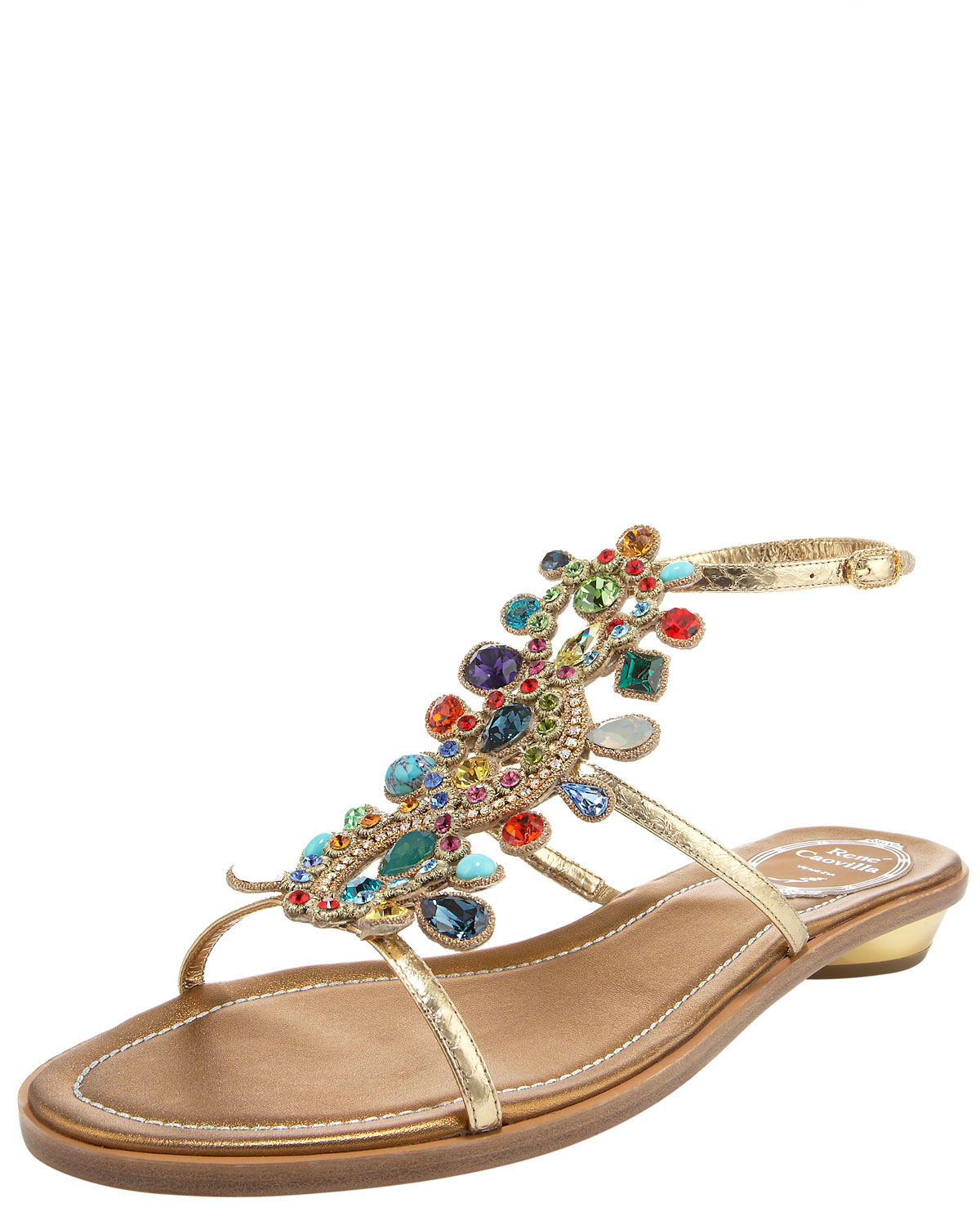Rene Caovilla Multi-crystal Flat Ankle-wrap Sandal in Multicolor (multi ...
