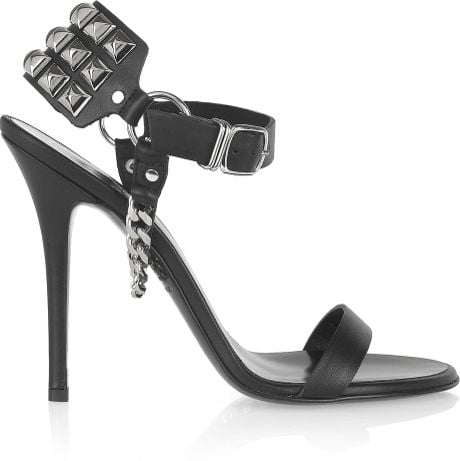 Balmain Studded Leather Sandals in Black | Lyst