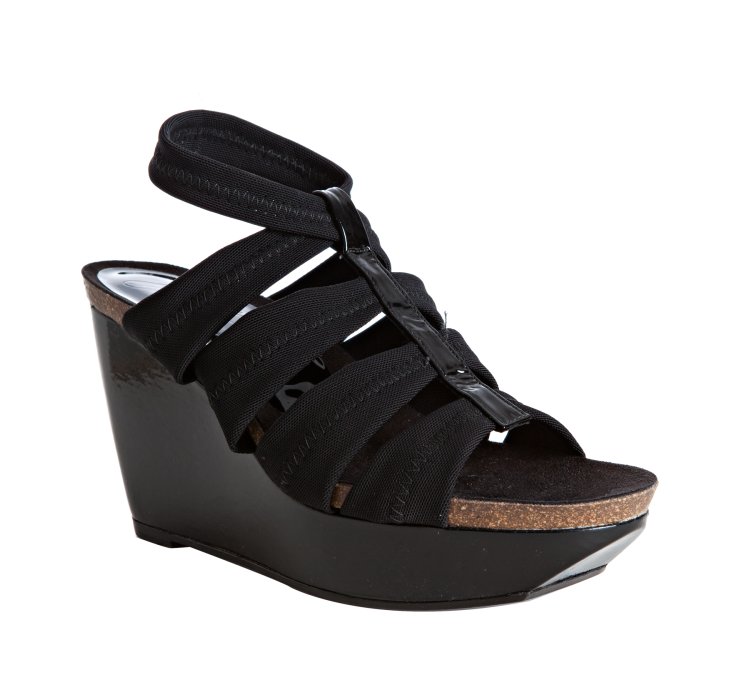 Donald J Pliner Black Patent Leather and Mesh Bahara Wedge Sandals in ...