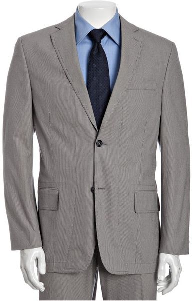 Calvin Klein White Label Grey Seersucker Stretch Cotton 2-button Suit ...