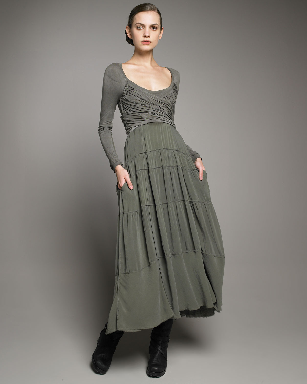 Lyst - Donna Karan Empire-waist Jersey Dress in Green