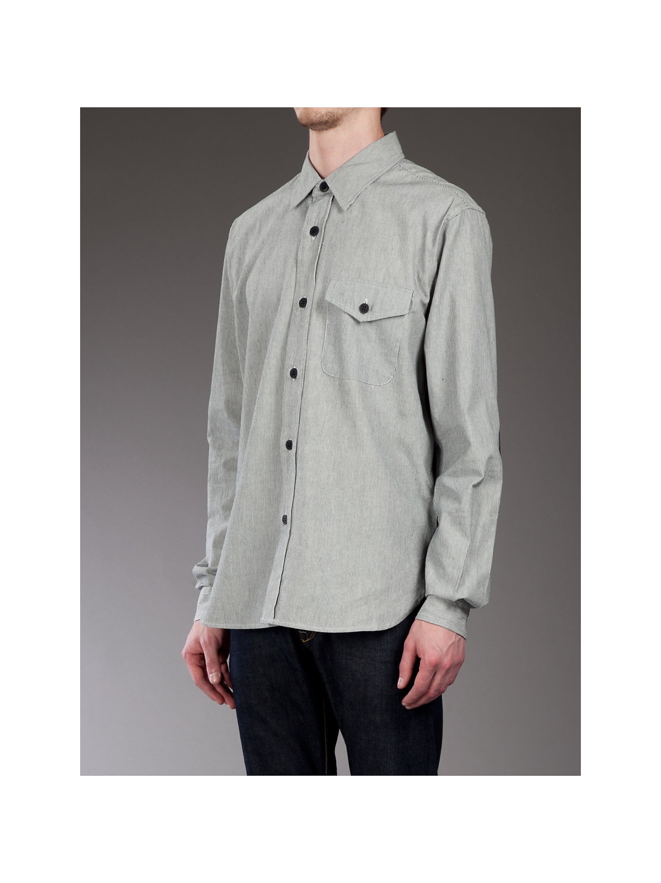 Ymc Elbow Patch Shirt in Gray for Men Lyst