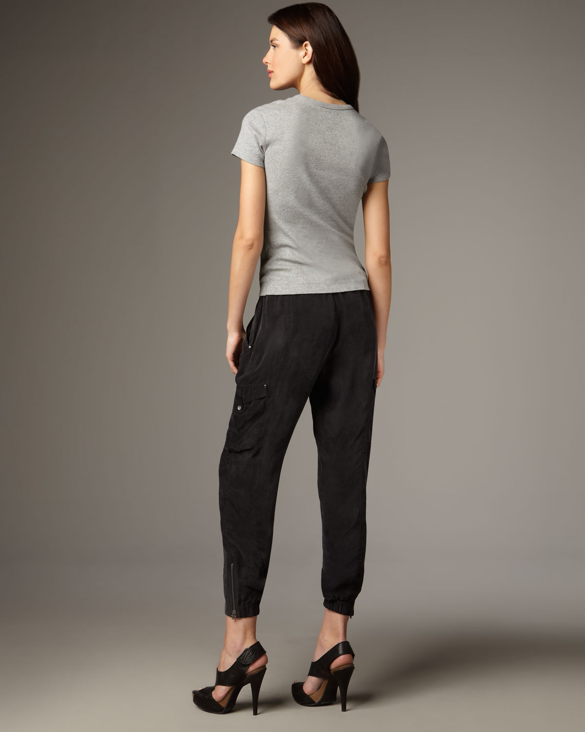 black silk cargo pants