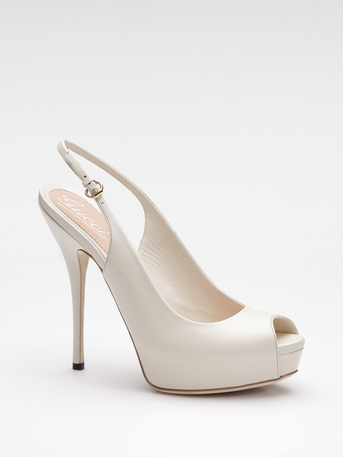 Lyst - Gucci Sofia Slingback Peep Toe Pumps in White