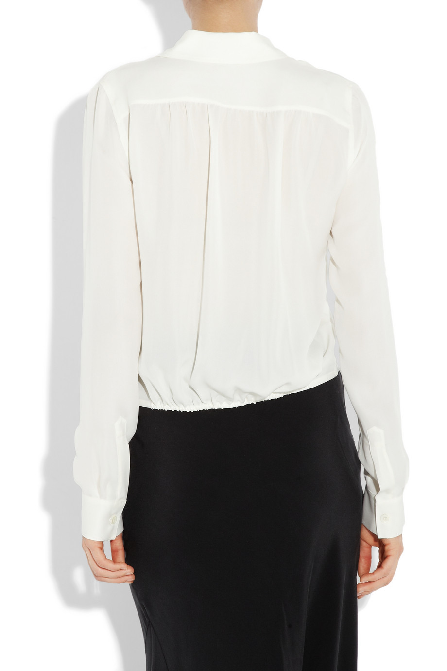 Lyst - Theory Orencia Tie-front Silk Blouse in Natural