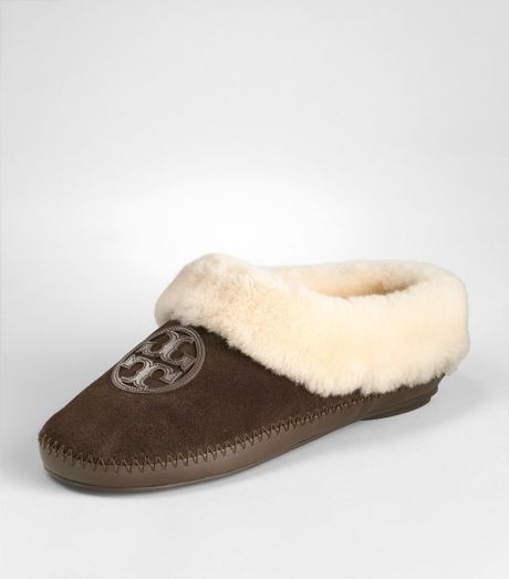 Tory Burch Coley Suede Slipper in Brown (coconut) | Lyst