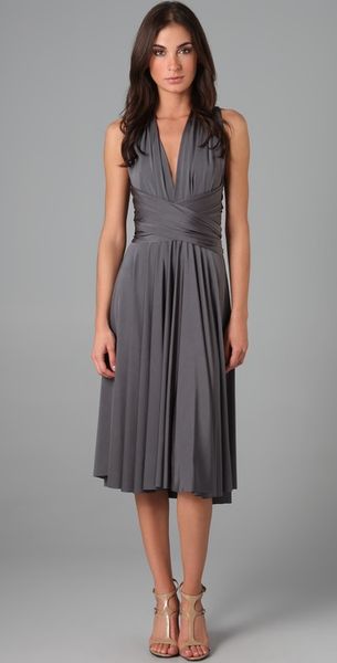 Grey Tea Length Bridesmaid Dresses 9